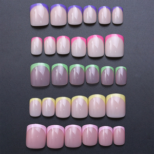 240 <span class=keywords><strong>faux</strong></span> ongles courts français à couverture complète, multicolores, à presser, couleur arc-en-ciel - Product Image 5