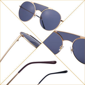 Lunettes de soleil rétro steampunk unisexes, monture dorée, verres PC UV400, style aviateur rond, pour la conduite en extérieur, la pêche, protection solaire - Product Image 1