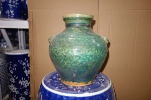 प्राचीन हरा सिरेमिक वाबी सबी फूलदान अटलांटिस वियतनाम मिट्टी के बर्तन फूलदान - Product Image 2