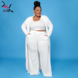 Hot Selling Products 2025 Stylish Fashion Casual Solid Color <b>Plus</b> <b>Size</b> Women Clothing 3 Piece Sets - Product Image 6