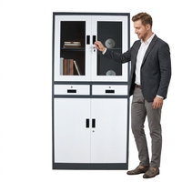 Armoire de classement en acier moderne pour bureau, armoire métallique à 2 tiroirs avec étagères réglables