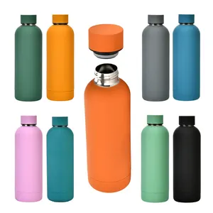 Botella de agua deportiva de acero inoxidable, frasco con revestimiento de polvo de grado alimenticio, sin BPA, 500ml, 750ml, doble pared