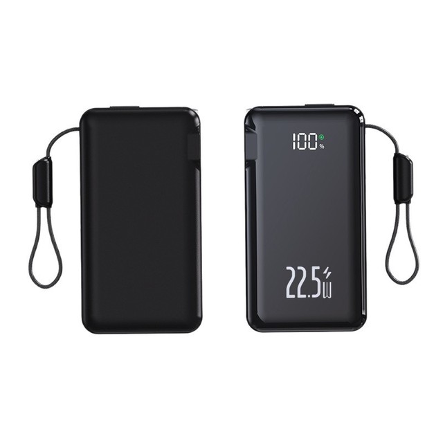 Electroplating Digital Display Power Bank Super Fast Charging 22.5W Large Capacity 30000mAh with Built-in Cable Plug Power Bank