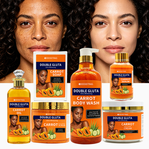 Ensemble de produits naturels et biologiques pour le visage en gros : Élimine les taches brunes, éclaircit la peau, illumine le teint, ensemble blanchissant à la carotte - Product Image 1