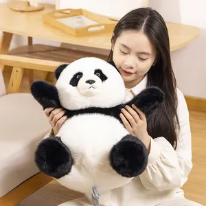 Brinquedo de pelúcia panda fofo personalizado de fábrica para crianças, panda de pelúcia macio, panda redondo de pelúcia macio