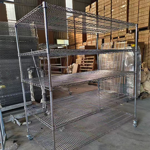 מדפי מתכת רב-שכבתיים לבית ולמחסן, בעלי מסגרת רשת תיל מצופה כרום עבה, אנטי-סטטיים. - Product Image 1