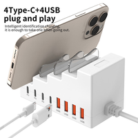 Station de charge à 8 ports, adaptateur de charge rapide, 4 ports USB, 4 ports Type C, multi-appareils intelligents portables pour iPhone, Samsung, Xiaomi