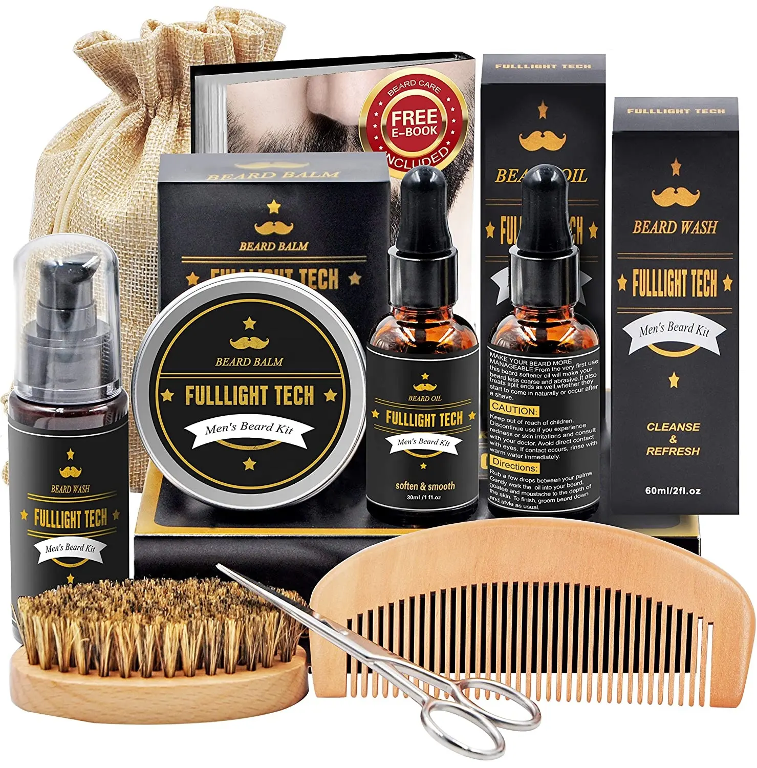 Private Label OEM beard oil balm kit per la crescita della barba kit per la cura della barba premium da uomo