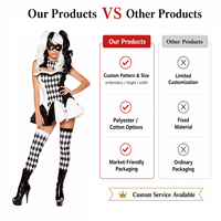 Costume de cosplay de reine vampire clown pour Halloween 2026, robe noire pour adultes, fête de carnaval