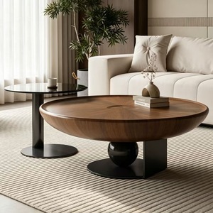 Luxury Modern Round Coffee <b>Table</b> <b>Nesting</b> Set with Fiberglass Top Eco-Friendly Living Room Furniture Wholesale - Product Image 3