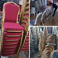 Chaise de salle à manger empilable en métal fer, style moderne, bleu, noir, rouge, pour hôtel, salon, mariage, événement, banquet