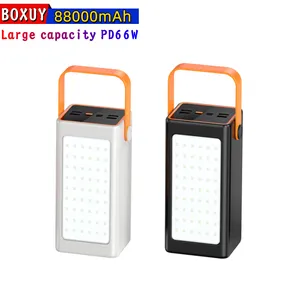 New Large Capacity PD 66W Super Fast Charging LED outdoor light Lithium Battery Factory Price Best 4USB+PD 88000mah Power Bank