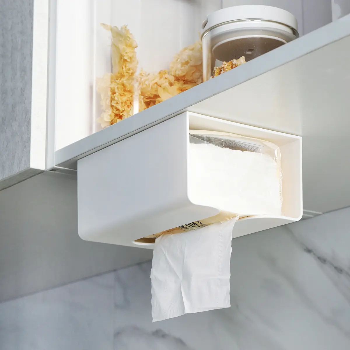 Caja de pañuelos de pared Caja de bombeo creativa Caja de toallas de mano de baño Toallero de papel higiénico sin perforación