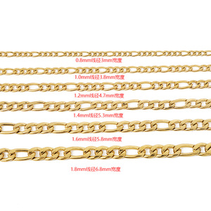 Flat Figaro 3:1 <b>Chain</b> 18K PVD Gold Stainless Steel | Hip Hop Cuban Style <b>Titanium</b> Steel NK <b>Chain</b> for DIY Jewelry Making - Product Image 3