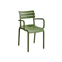 Fauteuil empilable en PP avec dossier à lattes et accoudoirs, chaise de salle à manger moderne pour l'intérieur et l'extérieur, chaise de loisirs pour salon, patio, café