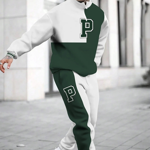 남성 도매 사용자 정의 로고 투피스 크루넥 스포츠웨어 세트 캐주얼 세트 후드 가을 캐주얼웨어 느슨한 3D 프린팅 - Product Image 6