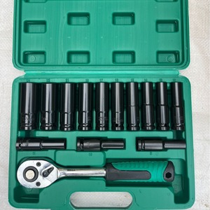 14 Piece Impact <b>Socket</b> Set 1/2 In Chrome Vanadium Steel Automotive Repair Tool Kit With <b>Extension</b> Bar - Product Image 1