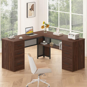 Scrivania personalizzata a forma di L con cassetti moderna angolo in metallo legno a forma di L scrivania del <span class=keywords><strong>Computer</strong></span> con schedario per l'home Office camera da letto - Product Image 4