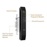 Serrure intelligente automatique Tenon D7 pour appartement avec accès par empreinte digitale/mot de passe/carte/clé/application, stockage sur carte mémoire, compatible Wi-Fi