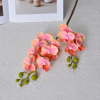 Bunga Anggrek Mini Plastik Lembut Buatan Tangan Sentuhan Alami Phalaenopsis untuk Thanksgiving 2 Tangkai 12 Bunga