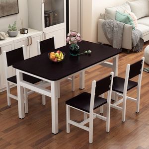 Ensemble table et chaises <span class=keywords><strong>de</strong></span> <span class=keywords><strong>cuisine</strong></span>, ensemble <span class=keywords><strong>de</strong></span> table <span class=keywords><strong>de</strong></span> salle à manger avec structure en métal et plateau en MDF pour 4 à 8 personnes - Product Image 3