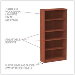 Alera VA636632MC Bibliothèque contemporaine Valencia à 5 étagères 31-3/4w X 14d X 65h pour bureau à domicile, atelier, salon, hôtel - Product Image 5