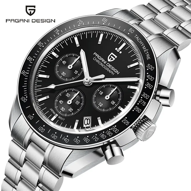 PAGANI DESIGN 1712 Luxury Quartz Chronograph Watches for Men VK63 Stainless Steel Sport 100m Waterproof Wristwatches zhejiang jiajue
