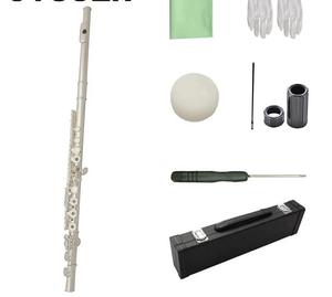 Flûte traversière française 16 clés à trous ouverts en Do, plaquée argent, instrument pour débutants, enseignement et examen pour adultes - Product Image 2