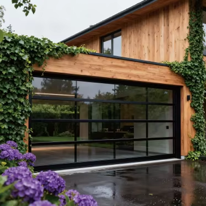 Sectional Folding Garage Automatic Frost Glass Pedestrian <strong>Gate</strong> Overhead Sliding 9x8 Aluminum Alloy Anti-Theft Modern Design New - Product Image 1