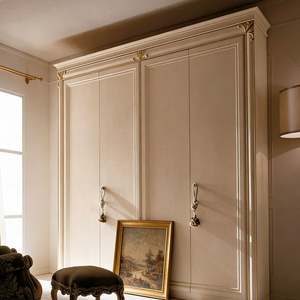 Balom Custom French Palace Light Luxury Four Door <b>Wardrobe</b> With Cream White Finish Gold Detailing and Metal Handles - Product Image 5