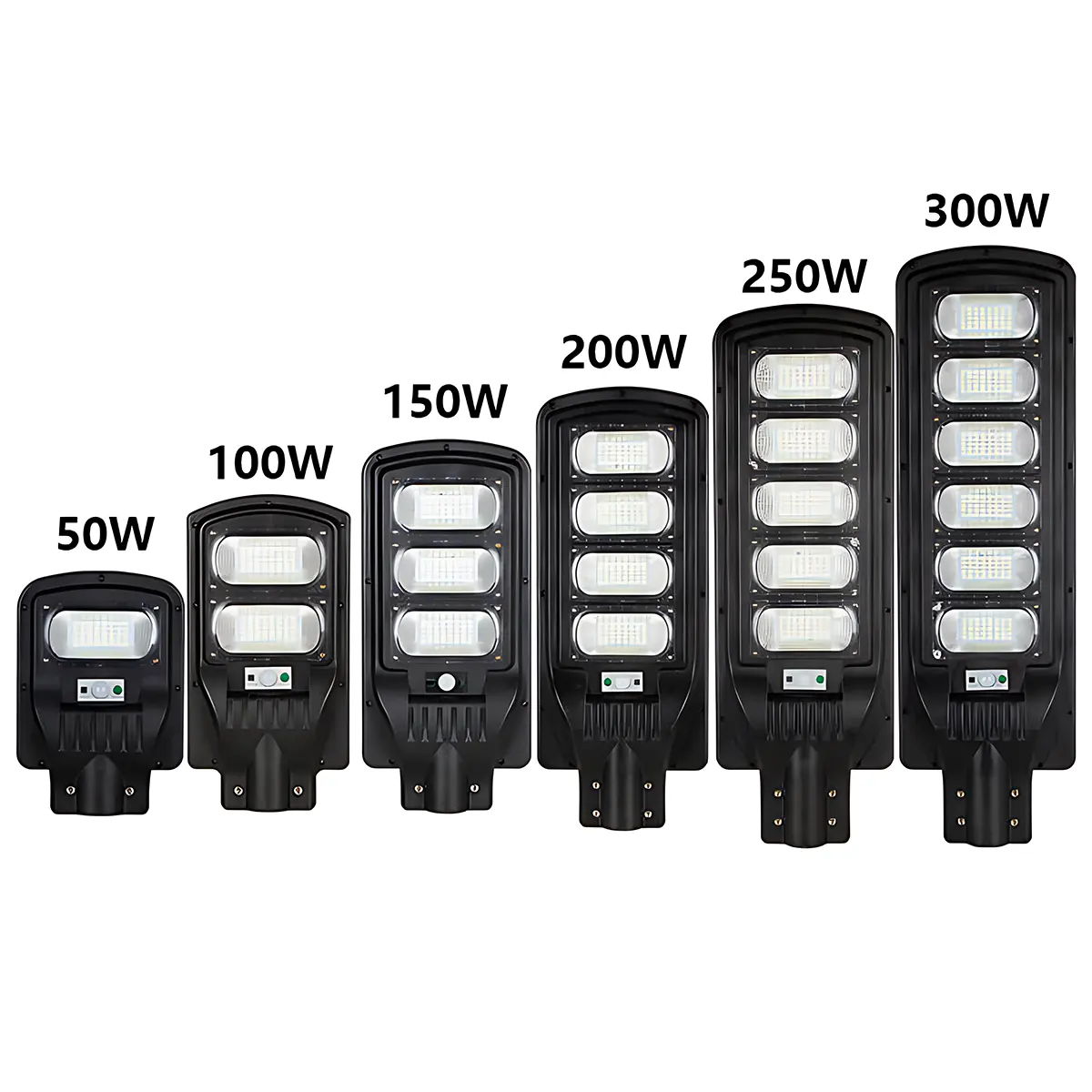 Wasserdichte IP65 Commercial Public Induction Post Light für den Außenbereich 50W 100W 150W 200W 250W 300W All-in-One-LED-Solar-Straßen laterne