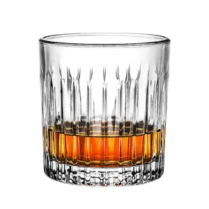 270ml Custom Logo Round Lead Free Pattern Engraving Vintage Old Fashioned Flat Bottom Crystal Whiskey Glasses