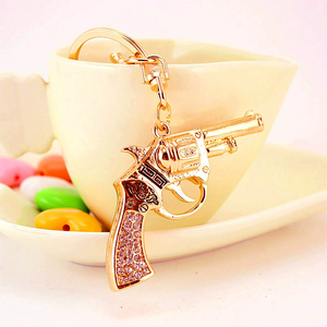 Portachiavi di Lusso a Forma di Pistola 3D in Lega di Zinco Placcata <span class=keywords><strong>Oro</strong></span> con Cristalli e Strass, Accessorio Moda Uomo - Product Image 4