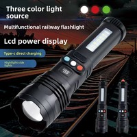 Senter Sinyal Tiga Sumber Cahaya Putih Kuning Biru, Lampu Samping COB, Dapat Diisi Ulang, ABS, Tahan Lama, Untuk Luar Ruangan dan Rel Kereta Api
