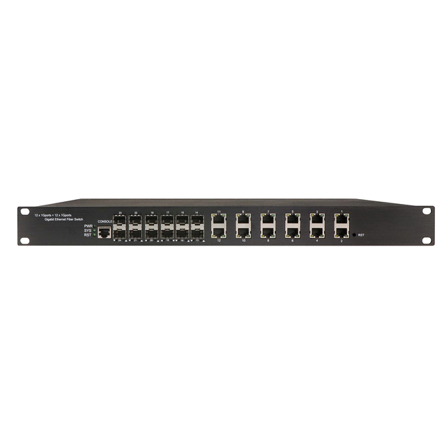 1U Rack gigabit L2 managed Industrial POE switch 24 ports with 12 RJ45+12 SFP AC100-240V nput
