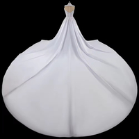 S2399A 2026 Robe de mariée à double couche en voile de soie doux, longue, pour soirée, 2 usages, avec traîne détachable