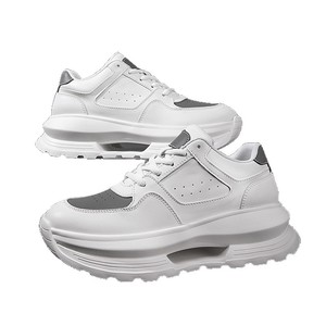 Adaptées aux activités urbaines et en plein air, baskets en cuir patchwork, chaussures de sport à talon compensé, chaussures de sport amorties pour hommes - Product Image 5