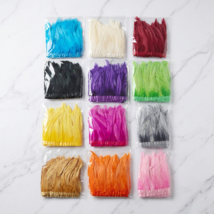 Plumas de Gallo de 20-25 cm con Adorno de Plumas, Flecos Hechos <span class=keywords><strong>a</strong></span> Mano para Vestidos de Boda, Fiesta, Carnaval, Plumas Teñidas y Blanqueadas - Product Image 1
