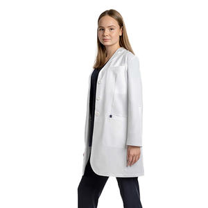 Bata de laboratorio médico ajustada con logotipo personalizado para mujer uniforme de médicos alto personalizado Spandex de moda para uso hospitalario - Product Image 3