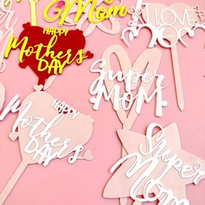Ychon Best Mom Eve Acrylique Gâteau Toppers Or Rouge Rose Fête Des Mères Fournitures De Cuisson Je T'aime <span class=keywords><strong>Maman</strong></span> Gâteau Toppers Cadeaux Décoration - Product Image 3