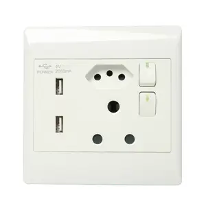 6A WallDouble Standard Power Socket Adapter Ports Usb Charger Panel Brazil Wall Socket And Switch