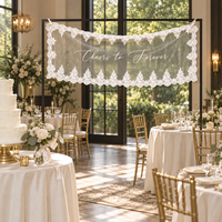 Bannière d'arche de mariage en dentelle, panneau de bienvenue personnalisé pour mariage, ruban et nœud pour l'entrée de la cérémonie, la réception et la décoration de fête