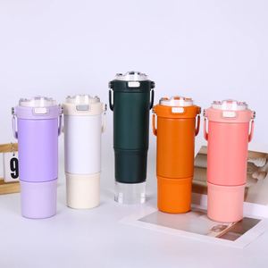 High Quality Custom 900ml <b>Double</b>-<b>Wall</b> Stainless Steel Coffee <b>Mug</b> with Insulated Lid Handle and Straw Titanium Bottle Opener - Product Image 5