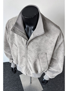 Blouson <span class=keywords><strong>Bomber</strong></span> Coupe-Vent en Similicuir Effet Peau de Mouton pour <span class=keywords><strong>Homme</strong></span> – Style Américain Rétro Tendance Décontracté en Daim pour Printemps-Automne - Product Image 2