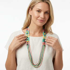 Collar con Borlas Geométricas Hechas a Mano, Chapado en Oro, Estilo Bohemio para Mujer, Imitación de Bola, Ecológico, Personalizado - Product Image 2