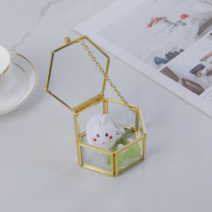 <span class=keywords><strong>Coffret</strong></span> cadeau de mariage de luxe fait à la main élégant présentoir en verre et métal pour bagues et colliers boîte à bijoux de qualité pour hommes et femmes - Product Image 4