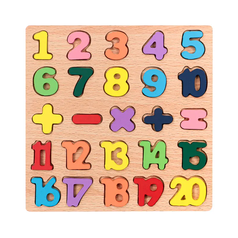 Kinder Holz Zahlen und Buchstaben Abgleichsbrett Alphabet Numerische kognitive Handgriffbrett frühschule Lutztiere