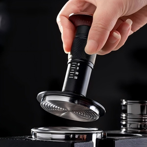 001 Tamper à café 51/53/58mm gradué avec base filetée, marteau à impact pour expresso - Product Image 1