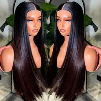 Perruque brésilienne naturelle avec dentelle HD, perruque complète sans colle en cheveux humains vierges alignés, perruque frontale en dentelle pour femmes noires