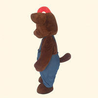 Costume de mascotte chien marron en peluche UYEAH Custom Teddy Farm avec casquette rouge, taille adulte, tenue de personnage animalier